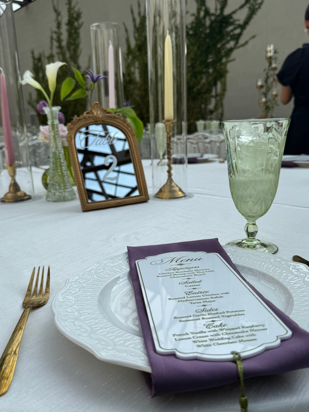 Menus and candlelight on the head table